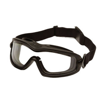 Adjustable, Dual Pane Safety Glasses, 136 mm wd, 87 mm lg, 2.1 mm thk, Anti-Fog/Anti-Reflective, Clear, Wraparound Frame, Black