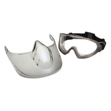 Shield Safety Glasses, 180 mm wd, 91 mm lg, 2.3 mm thk, Anti-Fog, Clear