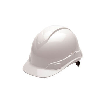 Casque de sécurité de style casquette, chapeau de 6-1/2 à 8 pouce, blanc, ABS, suspension à cliquet à 4 points, classe C, E, G