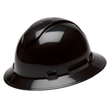 Casque de sécurité à bord complet, chapeau de 6-1/2 à 8 pouce, noir, ABS, suspension à cliquet à 4 points, classe C, E, G