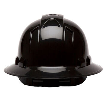 Full Brim Hard Hat, 6-1/2 to 8 in Hat, Black, ABS, Ratchet 4-Point Suspension, Class C, E, G