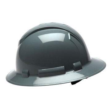 Full Brim Hard Hat, 6-1/2 to 8 in Hat, Slate Gray, ABS, Ratchet 4-Point Suspension, Class C, E, G