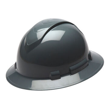 Full Brim Hard Hat, 6-1/2 to 8 in Hat, Slate Gray, ABS, Ratchet 4-Point Suspension, Class C, E, G