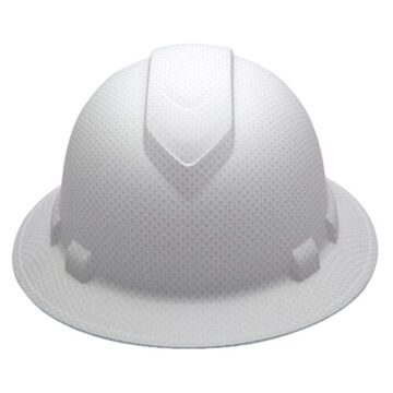 Full Brim Hard Hat, 6-1/2 to 8 in Hat, Matte White Graphite, ABS, Ratchet 4-Point Suspension, Class C, E, G