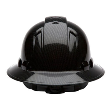 Full Brim Hard Hat, 6-1/2 To 8 In Hat, Shiny Black Graphite, Abs, Ratchet 4-point Suspension, Class C, E, G