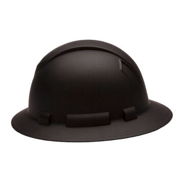 Full Brim Hard Hat, 6-1/2 to 8 in Hat, Matte Black Graphite, ABS, Ratchet 4-Point Suspension, Class C, E, G