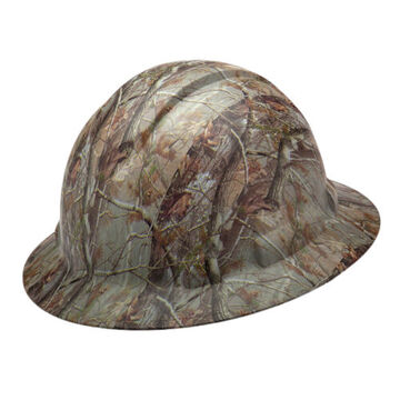 Full Brim Hard Hat, 6-1/2 to 8 in Hat, Matte Camo, ABS, Ratchet 4-Point Suspension, Class C, E, G