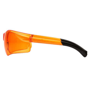 Safety Glasses, 137.5 mm wd, 154 mm lg, 2.3 mm thk, Medium, Anti-Scratch, Orange, Frameless, Orange