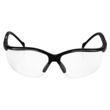 Lunettes de lecture de sécurité, grossissement 1.5, 142 mm largeur, 150 à 163 mm longueur, 2.2 mm d'épaisseur, anti-rayures, transparent, demi-monture