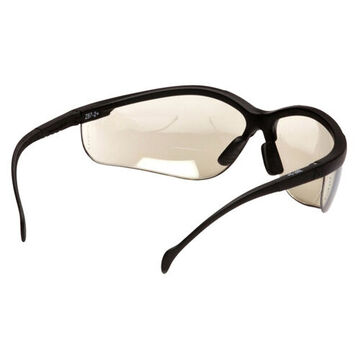 Safety Reader Eyewear, 2.5 Magnification, 142 mm wd, 150 to 163 mm lg, 2.2 mm thk, Anti-Scratch, I/O Mirror, Half Frame