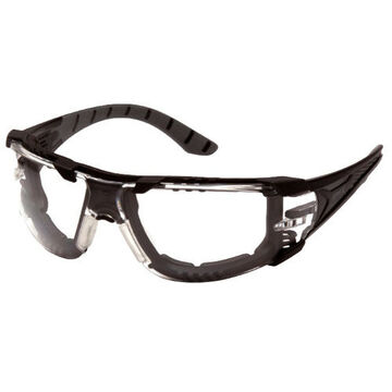lunettes de protection, 124.7 mm largeur, 164 mm longueur, 1.8 mm d'épaisseur, H2MAX Anti-Fog, Transparent, Rembourrage en mousse noir-gris