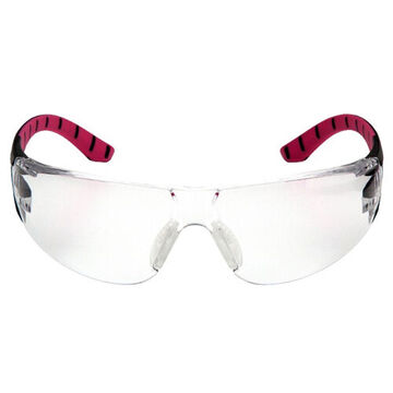 lunettes de protection, 124.7 mm largeur, 164 mm longueur, 1.8 mm d'épaisseur, Anti-Scratch, Clear, Black/Rose