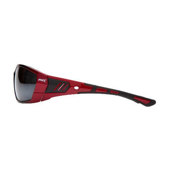 Safety Glasses, 136.3 Mm Wd, 166 Mm Lg, 2 Mm Thk, Silver Mirror, Red