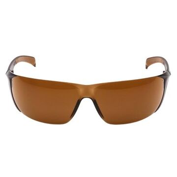 Safety Glasses, 138 mm wd, 130 mm lg, 2.3 mm thk, Medium, Anti-Scratch, Sandstone Bronze, Frameless, Brown