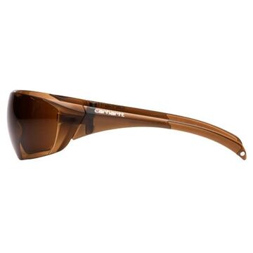 Safety Glasses, 138 mm wd, 130 mm lg, 2.3 mm thk, Medium, Anti-Scratch, Sandstone Bronze, Frameless, Brown