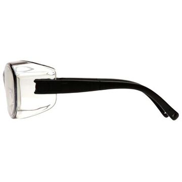 Safety Glasses, 148 mm wd, 152 to 166 mm lg, 2.03 mm thk, Medium, Anti-Scratch, I/O Mirror, Frameless, Black