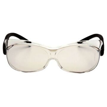 Safety Glasses, 148 mm wd, 152 to 166 mm lg, 2.03 mm thk, Medium, Anti-Scratch, I/O Mirror, Frameless, Black