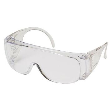 Safety Glasses, 159 mm wd, 108 mm lg, 2 mm thk, Medium, Anti-Scratch, Clear, Frameless, Clear