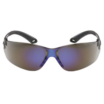 Safety Glasses, 156 mm wd, 160 mm lg, 2.3 mm thk, Medium, Anti-Scratch, Blue Mirror, Frameless, Blue Mirror