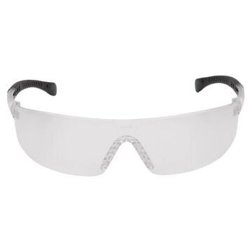 Safety Glasses, 136 mm wd, 158 mm lg, 2.4 mm thk, Medium, Anti-Scratch, Clear, Frameless, Black