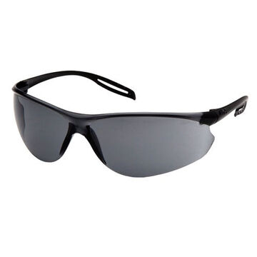 Ultra Lightweight Safety Glasses, 135 mm wd, 151 mm lg, 1.6 mm thk, H2X Anti-Fog, Gray, Frameless, Black