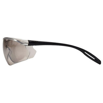 Safety Glasses, 135 mm wd, 151 mm lg, 1.6 mm thk, Anti-Scratch, I/O Mirror, Frameless, Black