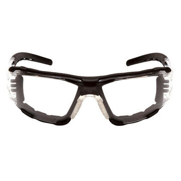 Safety Glasses, 129 mm wd, 160.8 mm lg, 1.95 mm thk, Universal, H2MAX Anti-Fog, Clear, Wraparound Frame, Black