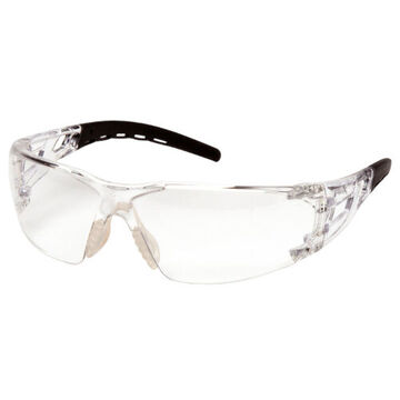 Safety Glasses, 129 mm wd, 160.8 mm lg, 1.95 mm thk, Universal, H2X Anti-Fog, Clear, Wraparound Frame, Black