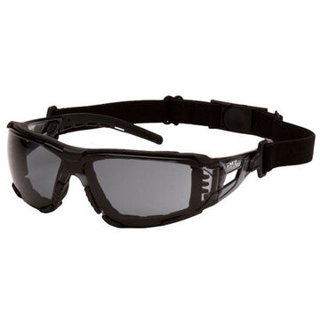 Safety Glasses, 129 mm wd, 160.8 mm lg, 1.95 mm thk, Universal, H2MAX Anti-Fog, Gray, Wraparound Frame, Black