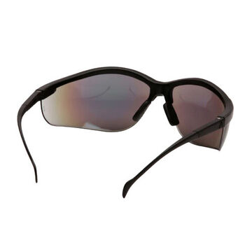 Safety Glasses, 142 mm wd, 150 to 163 mm lg, 2.2 mm thk, Anti-Scratch, Gold Mirror, Half Frame, Black