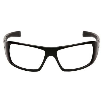 Safety Glasses, 131 mm wd, 163.5 mm lg, 2.3 mm thk, Medium, Anti-Scratch, Clear, Full Frame, Black
