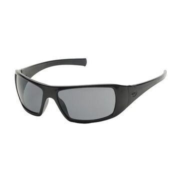 Safety Glasses, 131 mm wd, 163.5 mm lg, 2.3 mm thk, Medium, Anti-Scratch, Gray, Full Frame, Black