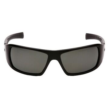 Safety Glasses, 131 mm wd, 163.5 mm lg, 2.3 mm thk, Medium, Polarized, Gray, Full Frame, Black