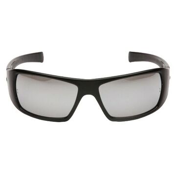 Safety Glasses, 131 mm wd, 163.5 mm lg, 2.3 mm thk, Medium, Anti-Scratch, Silver Mirror, Full Frame, Black