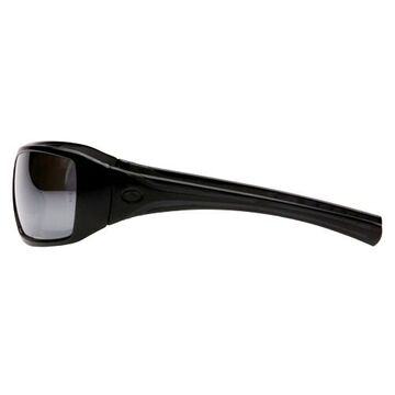 Safety Glasses, 131 mm wd, 163.5 mm lg, 2.3 mm thk, Medium, Anti-Scratch, Silver Mirror, Full Frame, Black