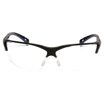 Safety Glasses, 139.4 mm wd, 150 to 163 mm lg, 2.3 mm thk, Medium, H2X Anti-Fog, Clear, Vented Frame, Black