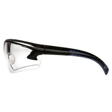Safety Glasses, 139.4 mm wd, 150 to 163 mm lg, 2.3 mm thk, Medium, H2X Anti-Fog, Clear, Vented Frame, Black