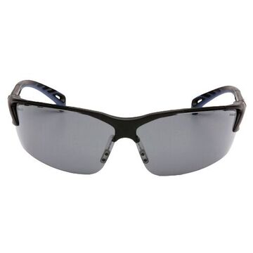 Safety Glasses, 139.4 mm wd, 150 to 1630 mm lg, 2.3 mm thk, H2X Anti-Fog, Gray, Vented Frame, Black