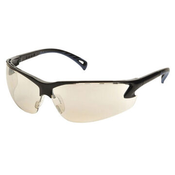 Safety Glasses, 139.4 mm wd, 150 to 163 mm lg, 2.3 mm thk, Medium, Anti-Scratch, I/O Mirror, Vented Frame, Black