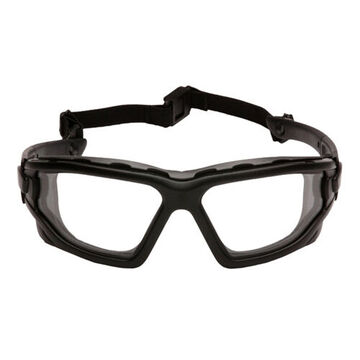 Safety Glasses, 144 mm wd, 160 mm lg, 1.8 mm thk, Anti-Fog, Clear, Vented Frame, Black