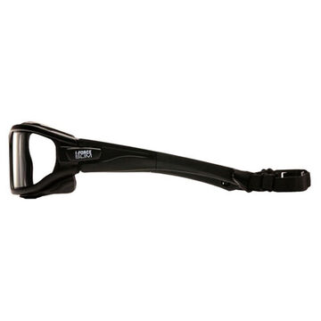 Safety Glasses, 144 mm wd, 160 mm lg, 1.8 mm thk, Anti-Fog, Clear, Vented Frame, Black