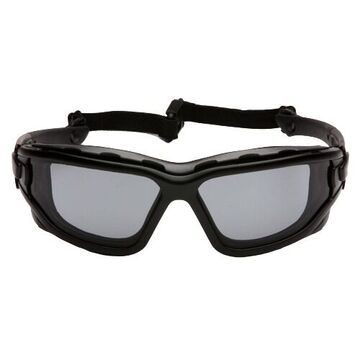 Safety Glasses, 144 mm wd, 160 mm lg, 1.8 mm thk, H2X Anti-Fog, Gray, Vented Frame, Black