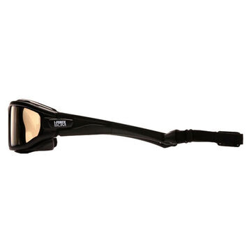 Safety Glasses, 144 mm wd, 160 mm lg, 1.8 mm thk, Anti-Fog, I/O Mirror, Vented Frame, Black