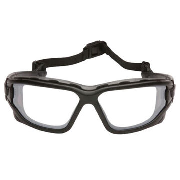 Safety Glasses, 165 mm wd, 165 mm lg, 1.8 mm thk, Anti-Fog, I/O Mirror, Vented Frame, Black