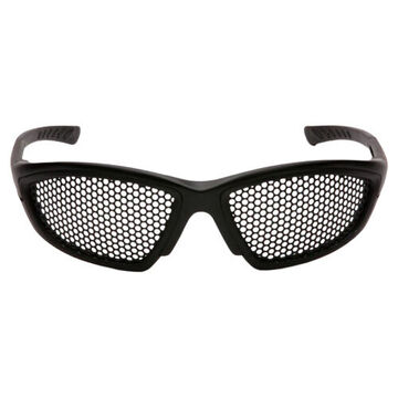 Safety Glasses, 140 mm wd, 162 mm lg, 0.5 mm thk, Anti-Scratch, Black, Full Frame, Black