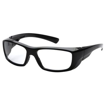 Welding Safety Glasses, 135 mm wd, 163 mm lg, 2.2 mm thk, Anti-Scratch, Clear, Framed, Black