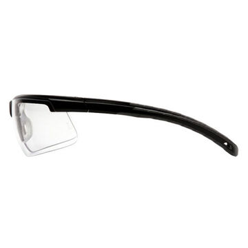 Safety Glasses, 134.3 mm wd, 163.5 mm lg, 1.8 mm thk, Anti-Fog, Clear, Half Frame, Black