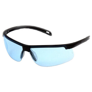 Safety Glasses, 134.3 mm wd, 163.5 mm lg, 1.8 mm thk, Infinity Blue, Half Frame, Black