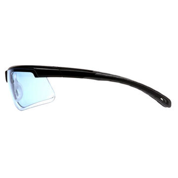 Safety Glasses, 134.3 mm wd, 163.5 mm lg, 1.8 mm thk, Infinity Blue, Half Frame, Black