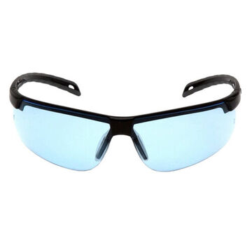 Safety Glasses, 134.3 mm wd, 163.5 mm lg, 1.8 mm thk, Infinity Blue, Half Frame, Black